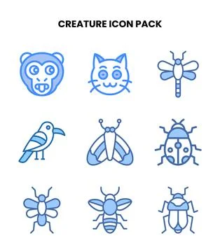 Creature Two Colour Graphics Icons Pack Stock Illustration