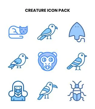 Creature Two Colour Graphics Icons Pack Illustrazione stock