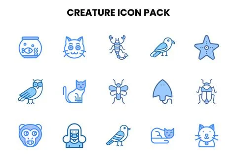 Creature Two Colour Scalable Icons Pack Illustrazione stock