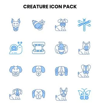 Creature Two Colour Set Icons Pack イラスト素材