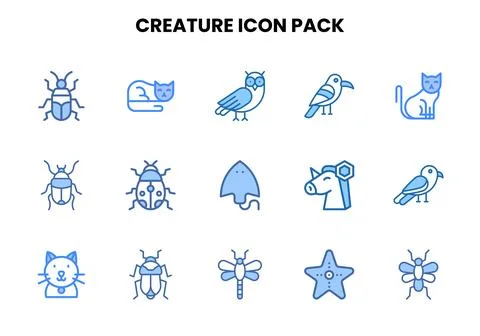 Creature Two Colour UI Icons Pack Stock Illustration