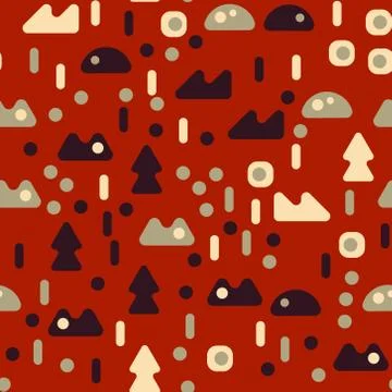 Creatures in the woods seamless pattern Stock Illustration