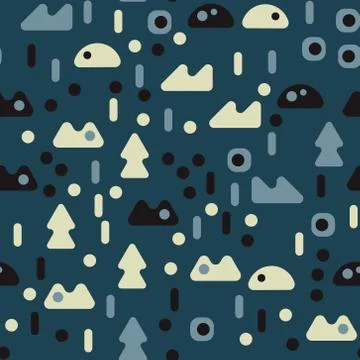 Creatures in the woods seamless pattern Stock Illustration