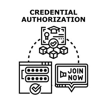 Credential authorization process for digital access and secure login Illustrazione stock