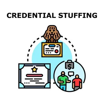 Credential stuffing cybersecurity concept vector illustration Stock Illustration
