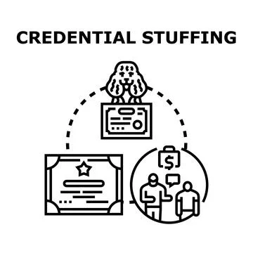 Credential stuffing cybersecurity concept vector illustration Stock Illustration