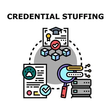 Credential stuffing login data security attack concept 库存插图