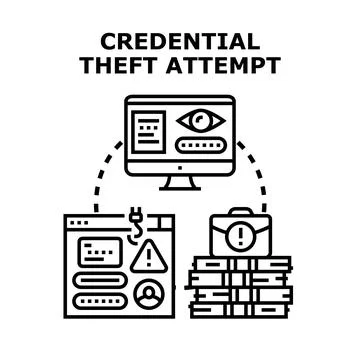 Credential theft attempt accessing personal data Stock Illustration