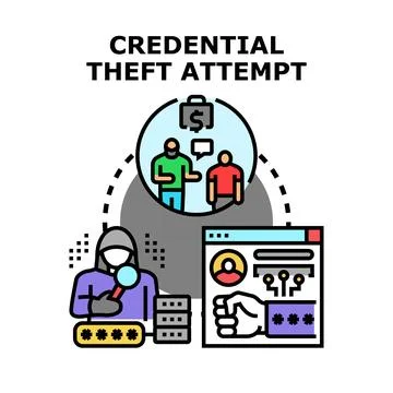 Credential theft attempt phishing and hacking concept Stock Illustration