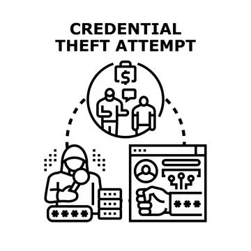 Credential theft attempt phishing and hacking concept Stock Illustration