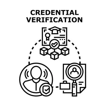 Credential verification and identity validation process Illustrazione stock