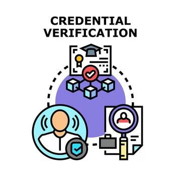 Credential verification and identity validation process Stock Illustration