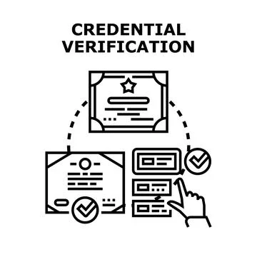 Credential verification process for authorization document check Stockillustratie