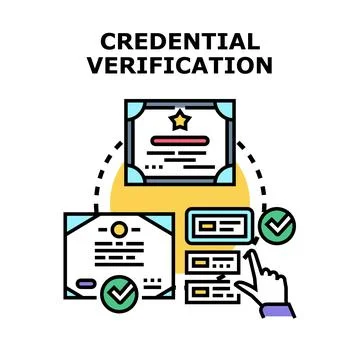 Credential verification process for authorization document check Stock Illustration
