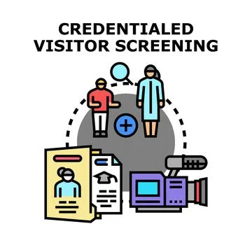 Credentialed visitor screening and access control process Illustrazione stock