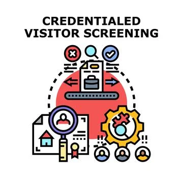 Credentialed visitor screening process for secure access 스톡 일러스트