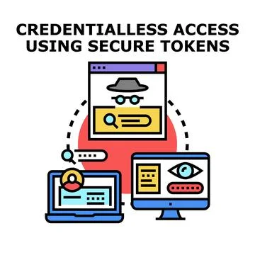 Credentialless access using secure tokens concept Stock Illustration