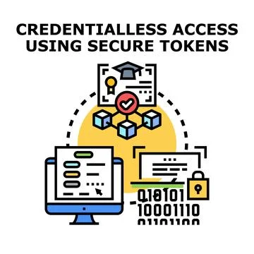 Credentialless access using secure tokens system concept Stock Illustration