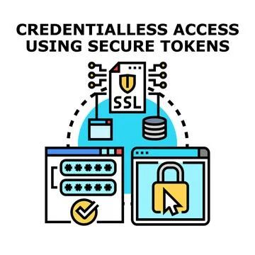 Credentialless access using secure tokens concept Illustrazione stock