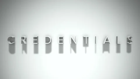 Credentials 3D title animation with shadows on a white background Stock Footage 297517783