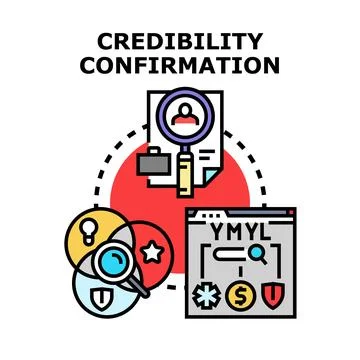 Credibility confirmation evaluating online content quality Stock Illustration