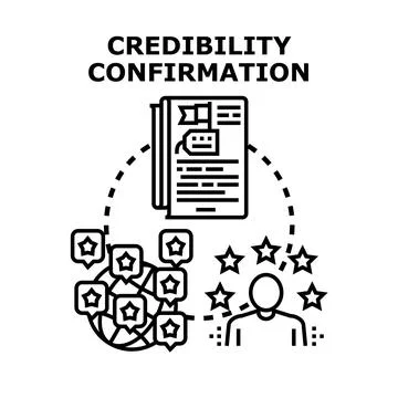 Credibility confirmation process validating online feedback rating Stock Illustration