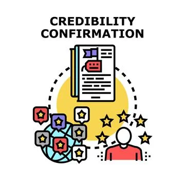 Credibility confirmation process validating online feedback rating Stock Illustration