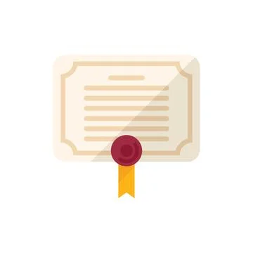Credibility diploma icon flat vector. Customer trust Stock Illustration