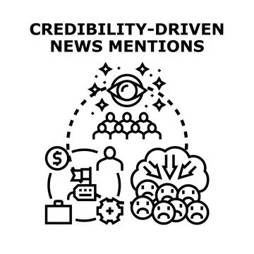 Credibility driven news mentions impacting public opinion Stock Illustration