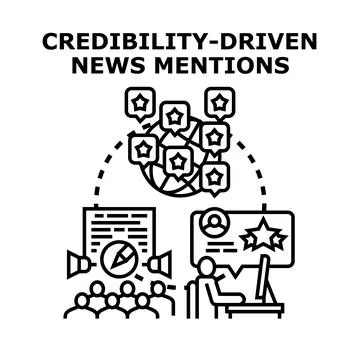 Credibility driven news mentions spreading globally Stock Illustration