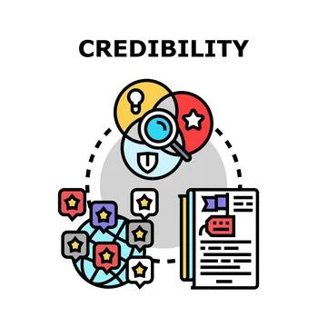 Credibility testing information quality showing trust concept Stock Illustration