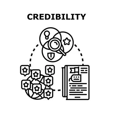 Credibility testing information quality showing trust concept Stock Illustration
