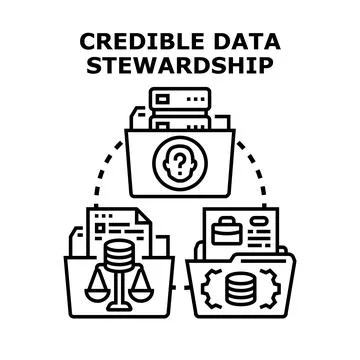 Credible data stewardship controlling personal and corporate information Stock Illustration