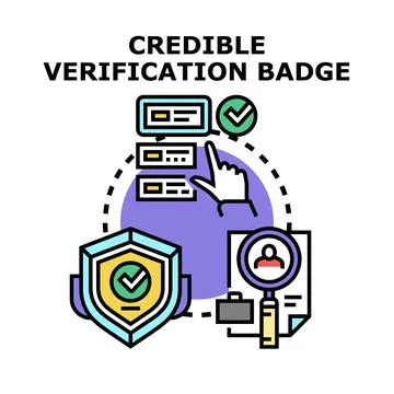 Credible verification badge concept with digital approval Stock Illustration