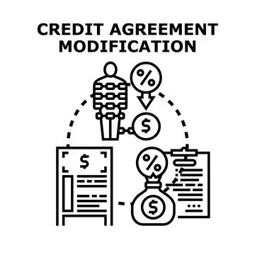 Credit agreement modification concept representing financial restructuring Stock Illustration
