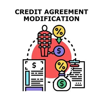Credit agreement modification concept representing financial restructuring Stock Illustration