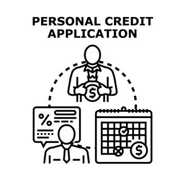 Credit application process with financial agreement and repayment schedule Stock Illustration