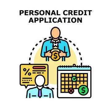 Credit application process with financial agreement and repayment schedule Stock Illustration