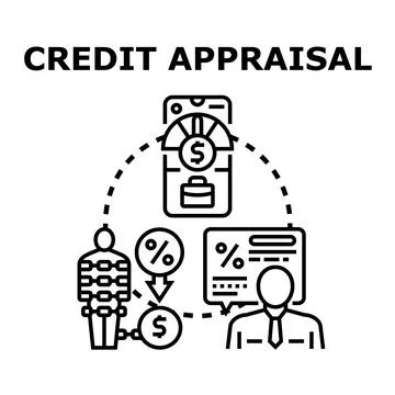 Credit appraisal concept analyzing client financial information 스톡 일러스트