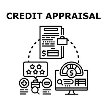 Credit appraisal process evaluating financial score and loan application イラスト素材