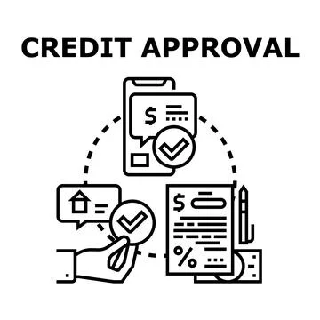 Credit approval process with financial document paperwork Stock Illustration