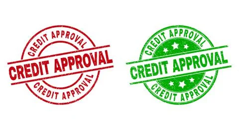 CREDIT APPROVAL Round Watermarks Using Unclean Style 스톡 일러스트