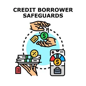 Credit borrower safeguards vector concept illustration Stock Illustration