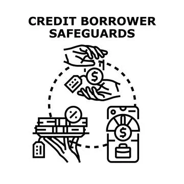 Credit borrower safeguards vector concept illustration Stock Illustration