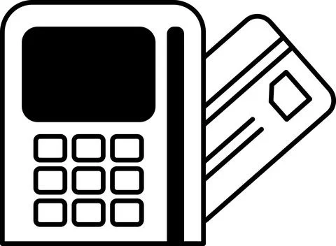 A credit card and a payment machine are shown together Stock Illustration