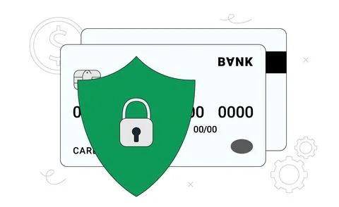 Credit card and protective shield with lock Stock Illustration