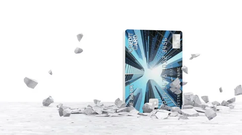 Credit Card Breaking Through From Concrete Floor Stock Footage 43505247