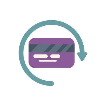 Credit card with clockwise rotating arrow symbolising recurring payment Stock Illustration