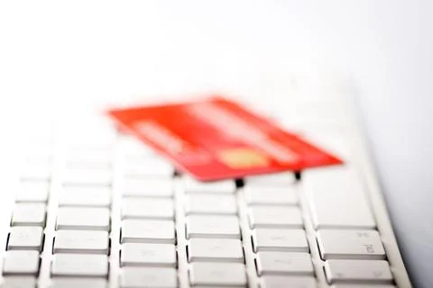 Credit card on a computer keyboard Stock Photos