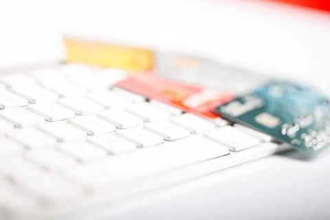 Credit card on a computer keyboard Stock Photos